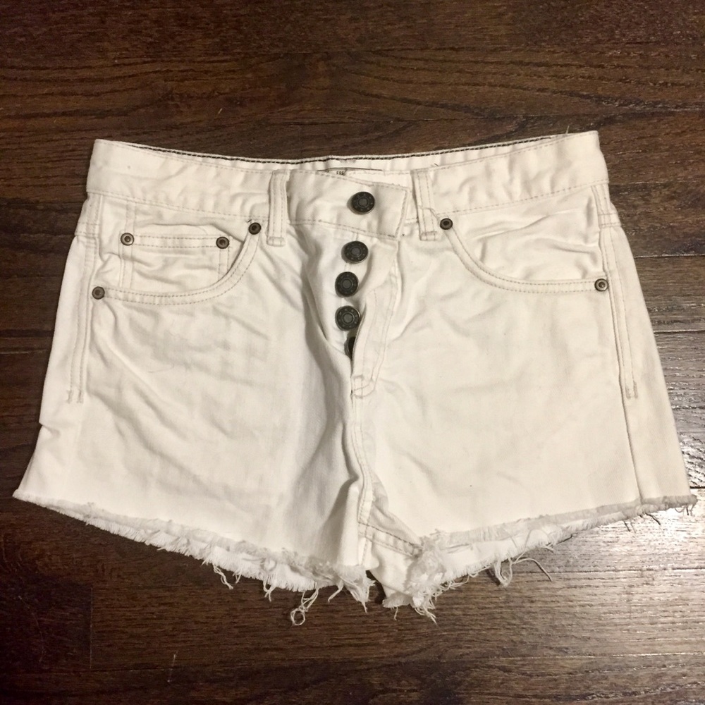 Free People White Denim Shorts